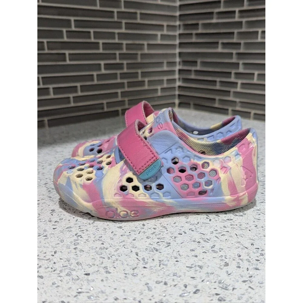 Plae Kids Mimo Purple Pink Neapolitan Swirl Water Sneaker Sandal Rubber Girls 9